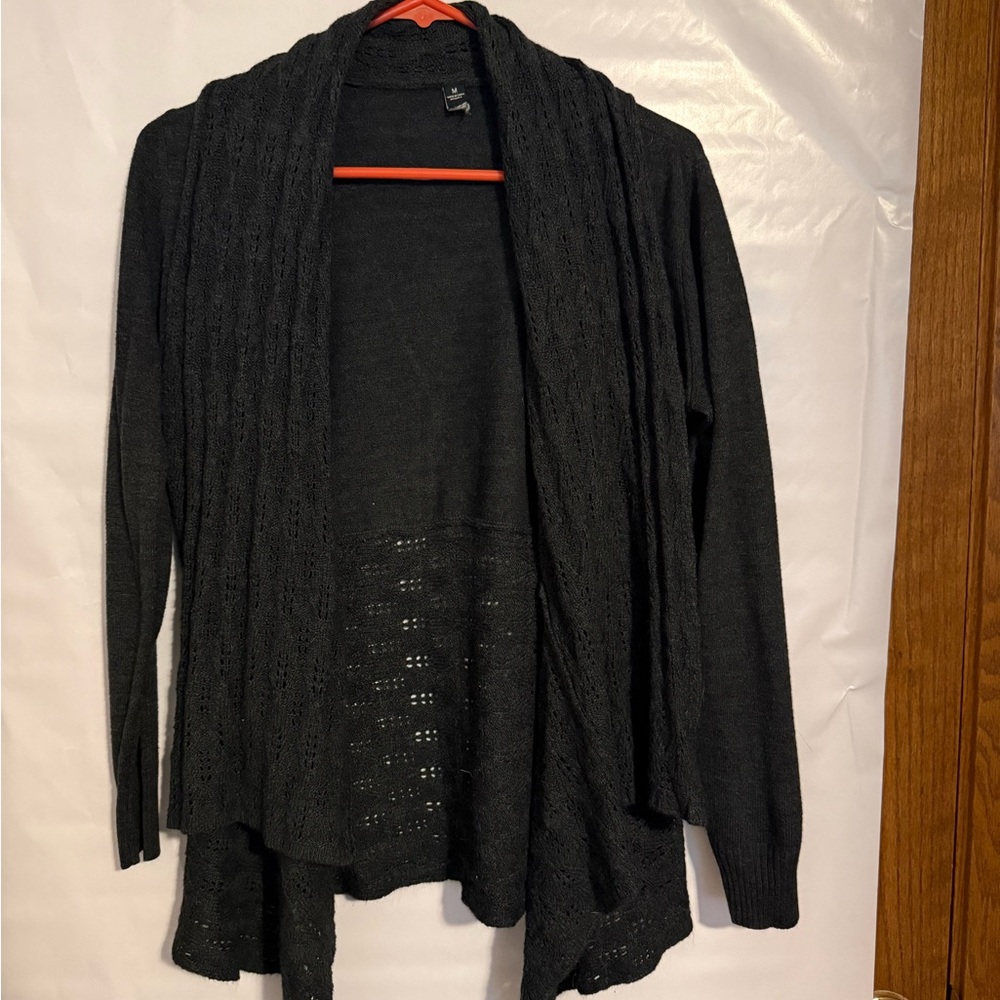 Women's charcoal Open-Front Sweater